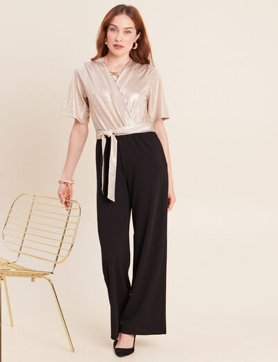 Combinaison pantalon droite couleur or femme