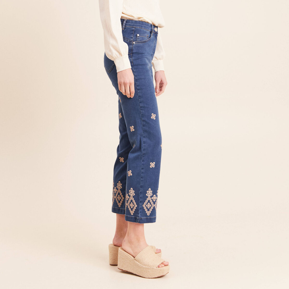 Pantalon magique Le L&eacute;ger coupe droite bleu femme