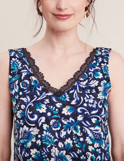 Débardeur bretelles larges bleu femme