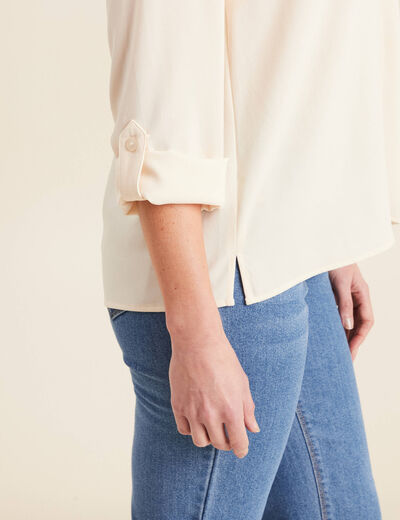 Blouse manches 3/4 à capuche ecru femme