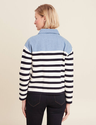 Pull manches longues bleu femme