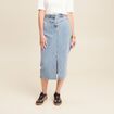 Jupe longue droite taille haute en jean denim double stone femme