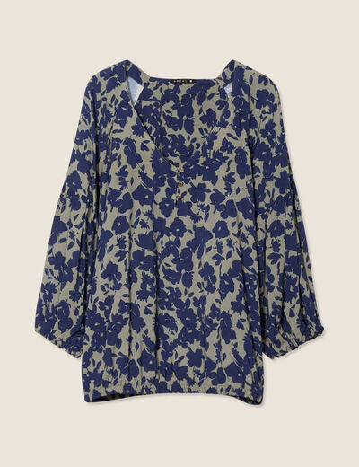 Blouse manches 3/4 vert kaki femme