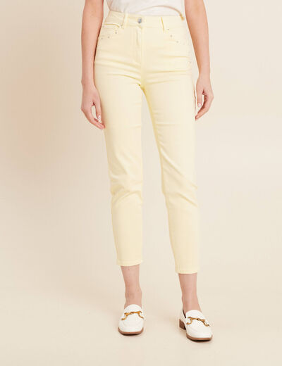 Pantalon ajusté 7/8ème jaune clair femme