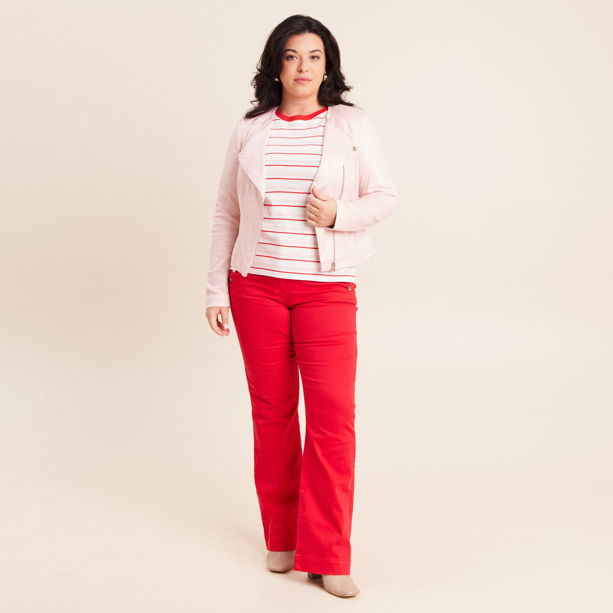 Veste droite zipp&eacute;e vieux rose femme