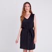 Robe droite ceintur&eacute;e noir femme
