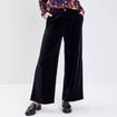 Pantalon large velours noir femme