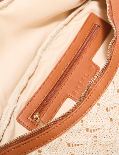 Sac banane effet crochet ecru femme