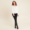 Sweat &agrave; capuche zipp&eacute; ecru femme