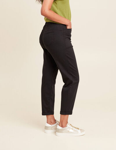 Pantalon coupe droite à coulisse noir femme