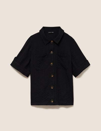 Chemise fluide manches courtes noir femme