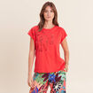 T-shirt &agrave; sequins manches courtes rouge femme