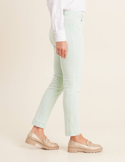 Jean ajusté 7/8ème 5 poches vert clair femme