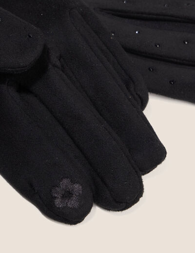 Gants avec strass noir femme