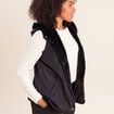 Doudoune cintr&eacute;e r&eacute;versible avec capuche noir femme