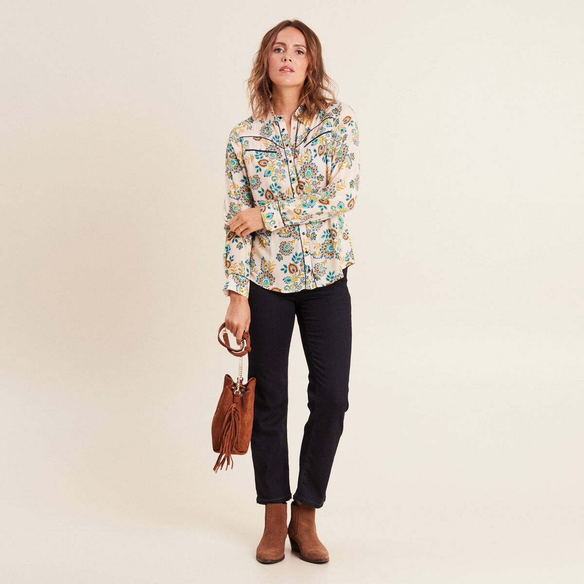 Chemise manches longues blanc femme