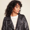 Veste esprit motard zipp&eacute;e noir femme