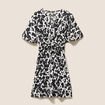 Robe courte &eacute;vas&eacute;e col v pliss&eacute;e noir femme