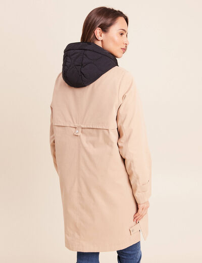 Trench doubl&eacute; satin&eacute; beige femme