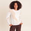 Pull col rond beige femme