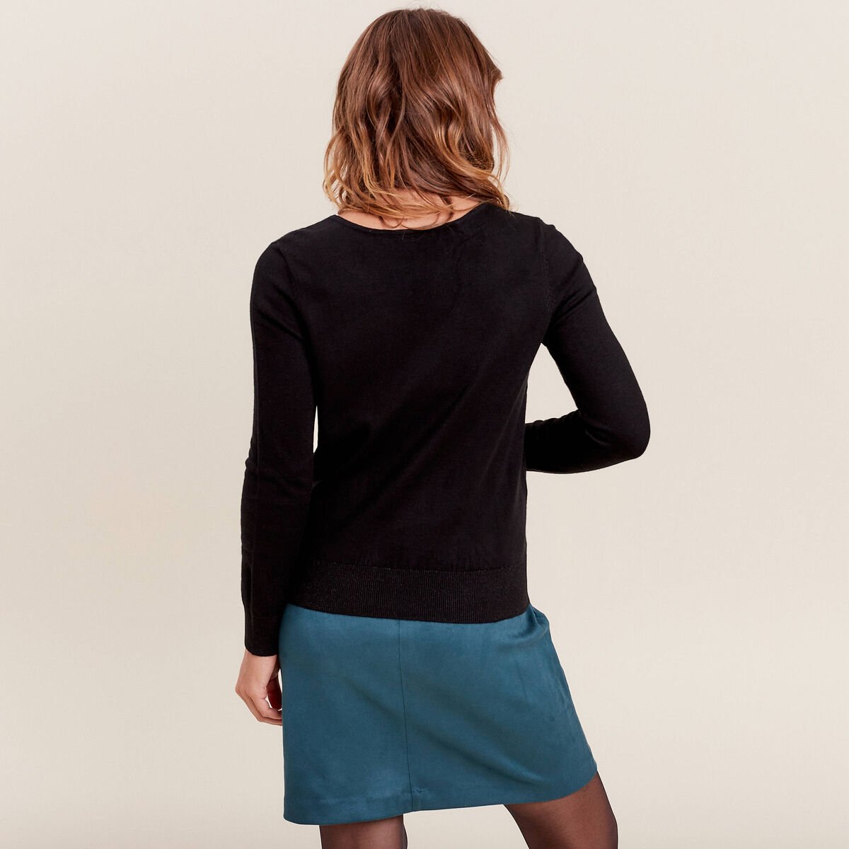 Pull manches longues noir femme