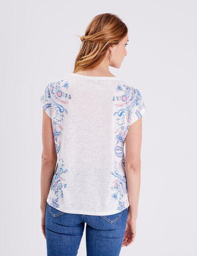 T-shirt manches courtes ecru femme