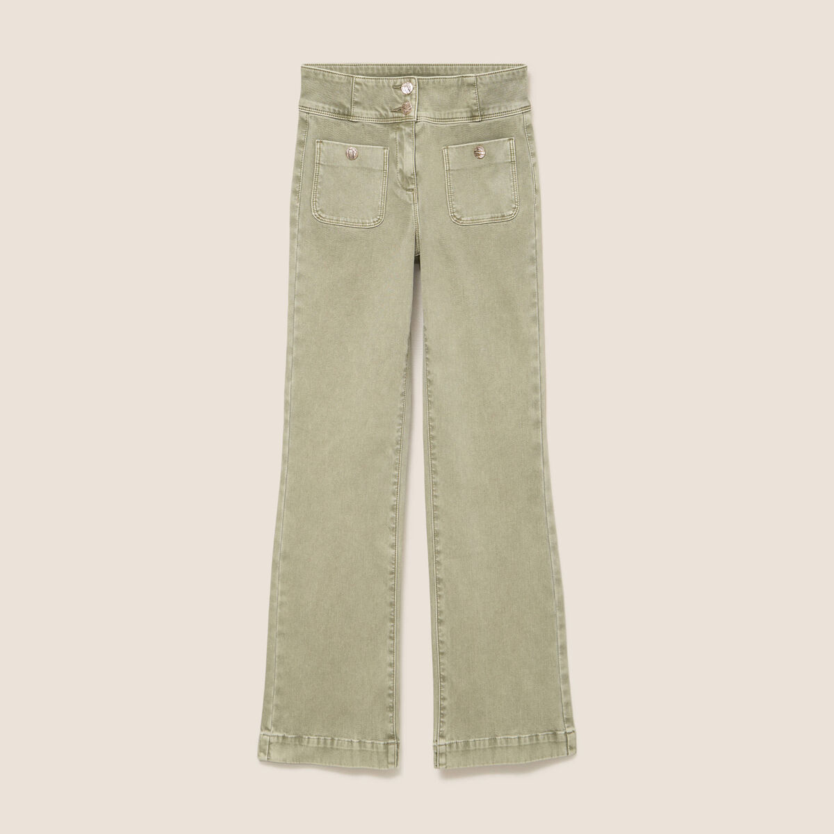 Jean coupe bootcut taille haute vert clair femme