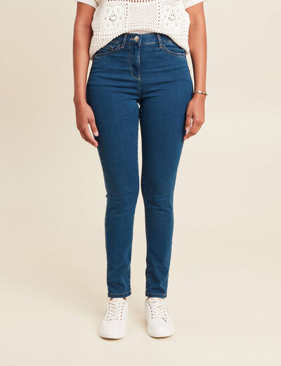 Jeans léger taille haute long denim double stone femme