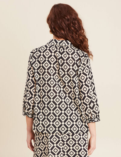 Chemise manches 3/4 noir femme