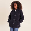 Manteau droit effet mouton bleu fonc&eacute; femme