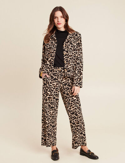 Pantalon large creme femme