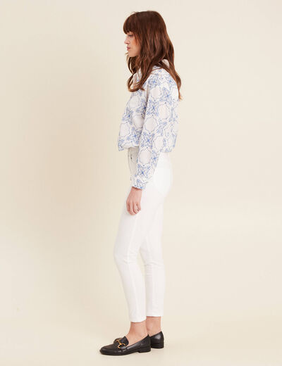 Pantalon léger taille standard 7/8ème blanc femme