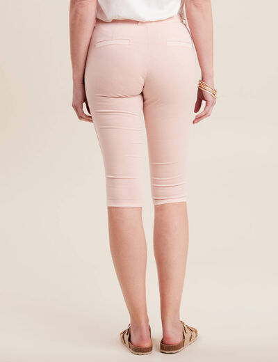 Pantacourt ajusté taille basse rose pastel femme