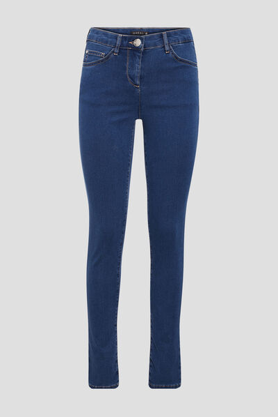 Pantalon léger taille basculée long denim double stone femme