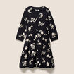 Robe courte &eacute;vas&eacute;e col v manches 3/4 noir femme
