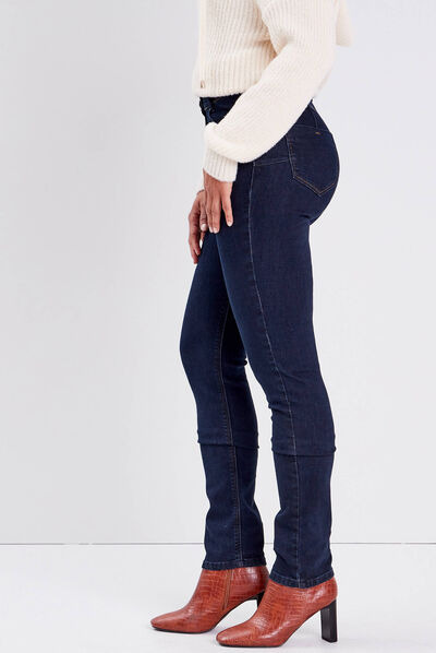 Jeans ajusté taille haute denim brut femme