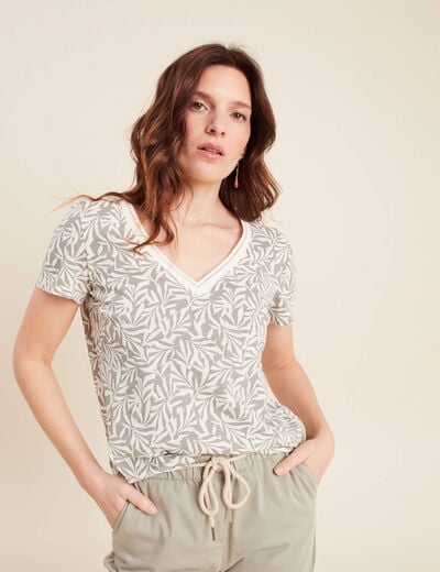T-shirt manches courtes vert kaki femme