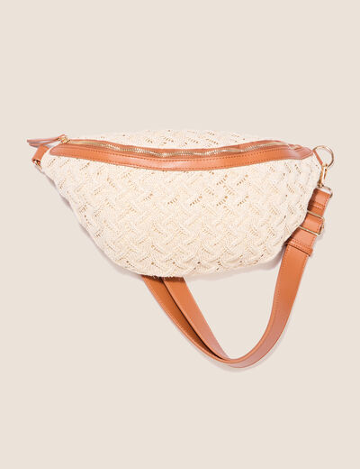 Sac banane effet crochet ecru femme