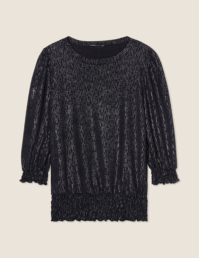 T-shirt manches 3/4 noir femme