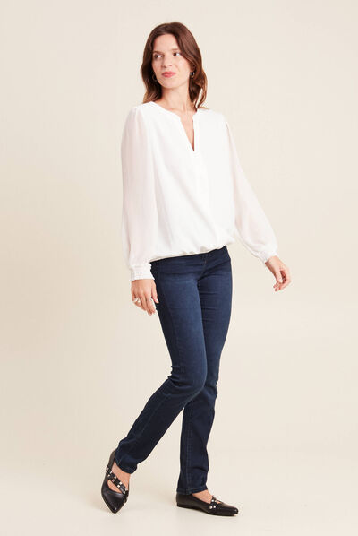 Jean droit denim brut femme