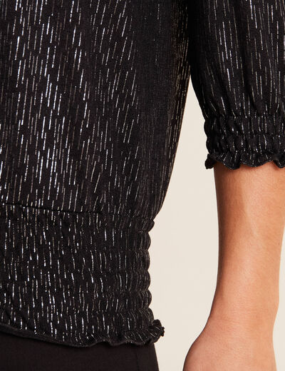 T-shirt manches 3/4 noir femme