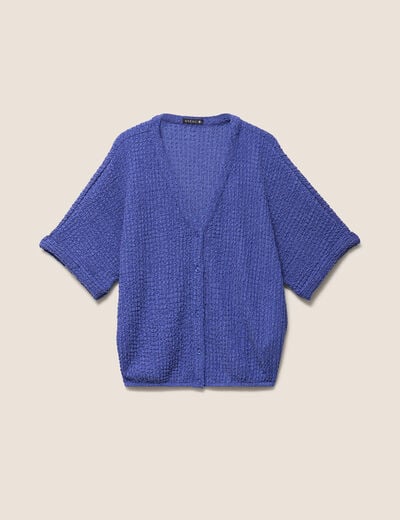 Chemisette effet boule manches courtes bleu roi femme