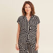 Chemise crêpe manches courtes noir femme