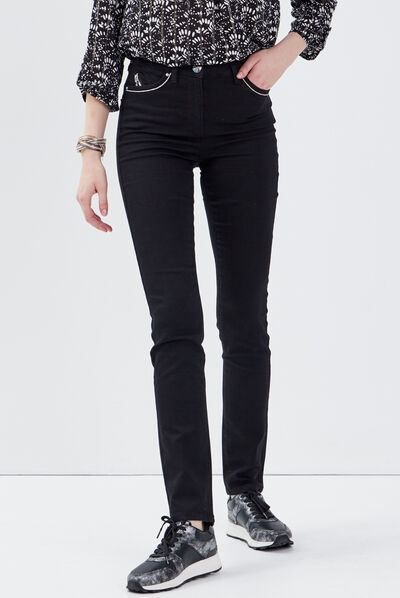 Pantalon ajusté taille haute noir femme
