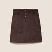 Jupe aspect daim marron fonc&eacute; femme