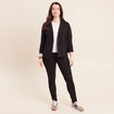 Veste longue droite col tailleur noir femme