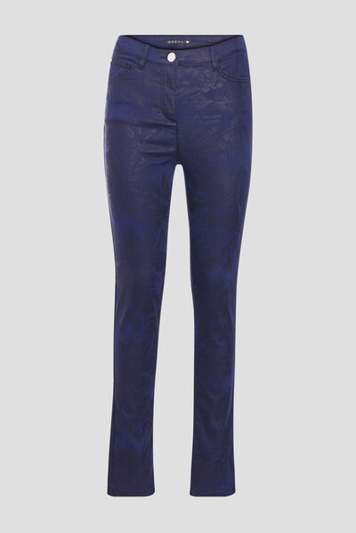 Pantalon ajusté bleu marine femme