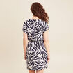 Robe droite fluide col en V bleu foncé femme
