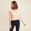 t-shirt col V manches courtes beige femme