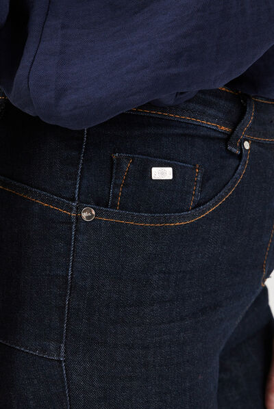Jeans slim taille haute denim brut femme
